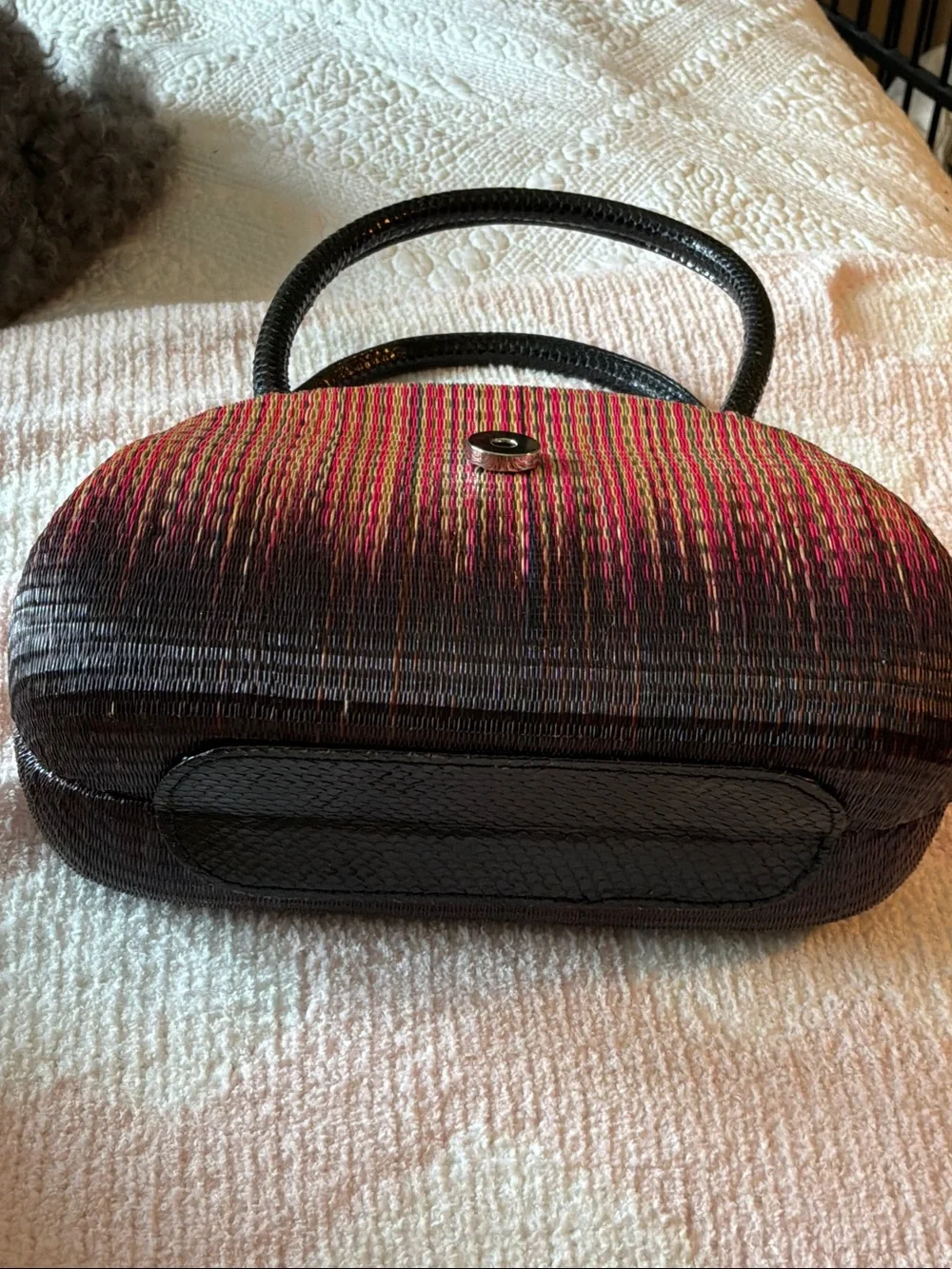 Bahay Bags Ombre Pink and Black Woven Satchel Handbag